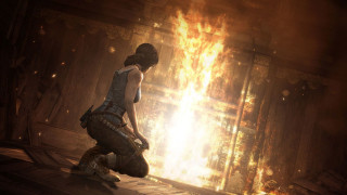 lara croft tomb raider,  the action adventure, видео игры, фон, огонь, взгляд, девушка