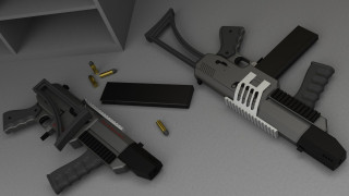 оружие, 3d, фон, пистолеты, патроны