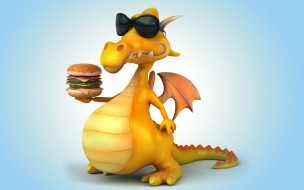      2880x1800 3 ,  , fantasy, , hamburger, dragon, funny, 3d
