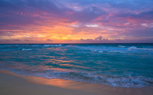      2880x1800 , , , sand, waves, sea, sunset, ocean