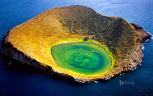 природа, другое, сантьяго-айленд, галапагосские, острова, эквадор, вулкан, кратер, море