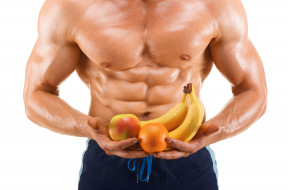 мужчины, - unsort, bodybuilder, eating, fruits