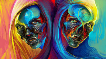      1920x1080 , , heads, colors, effects, style