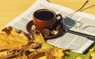      2880x1800 , ,   , hot, , , , cup, coffee, autumn, leaves, 