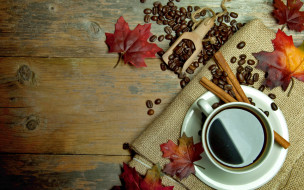      2880x1800 , ,   , , , , , autumn, leaves, cup, beans, coffee