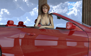     2000x1236 , 3d car&girl, , , , 